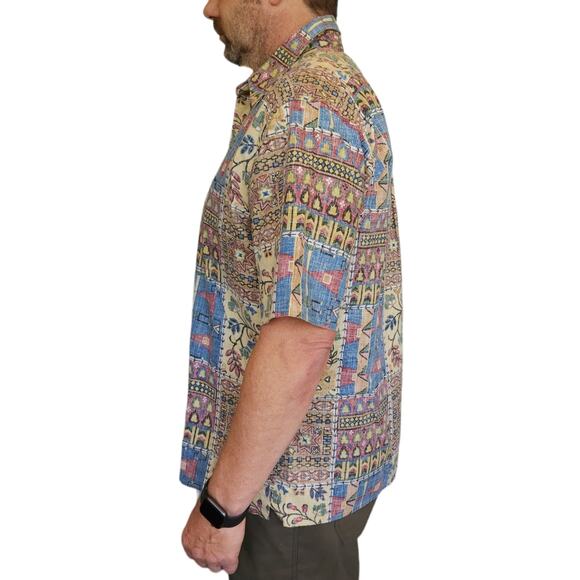 REYN SPOONER vintage Hawaiian Camp button down reverse print Aztec shirt Size XL - Picture 2 of 6